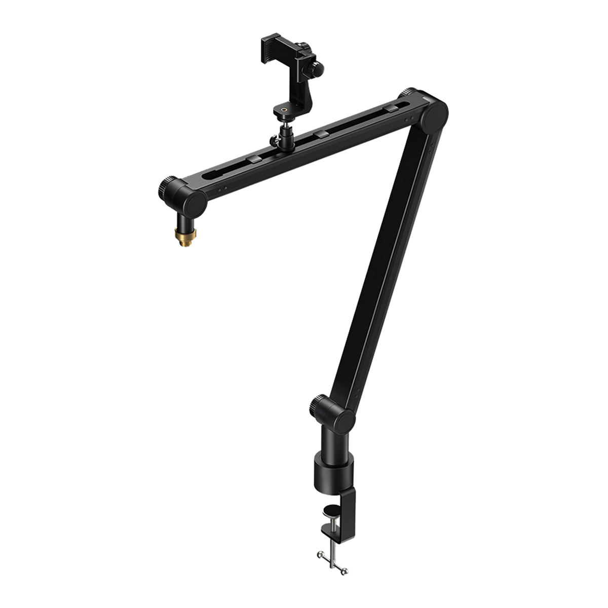 Boom Arm Stand - ขาตั้งไมโครโฟนปรับได้ 360 องศา พร้อมที่ยึดโทรศัพท์ สำหรับไลฟ์สด แขนบูมแบบหนาพิเศษ