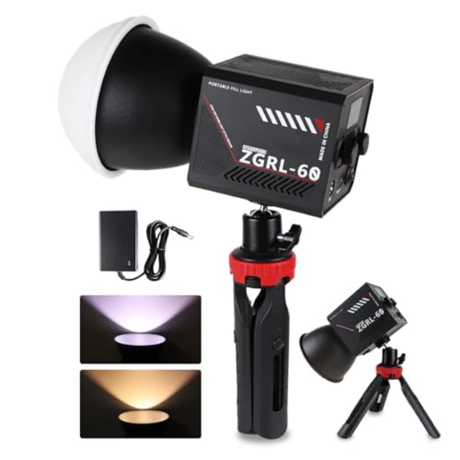 Lighting In Photography Studio - ไฟวิดีโอ LED COB 60W แบบพกพาพร้อมแบตเตอรี่ 8000