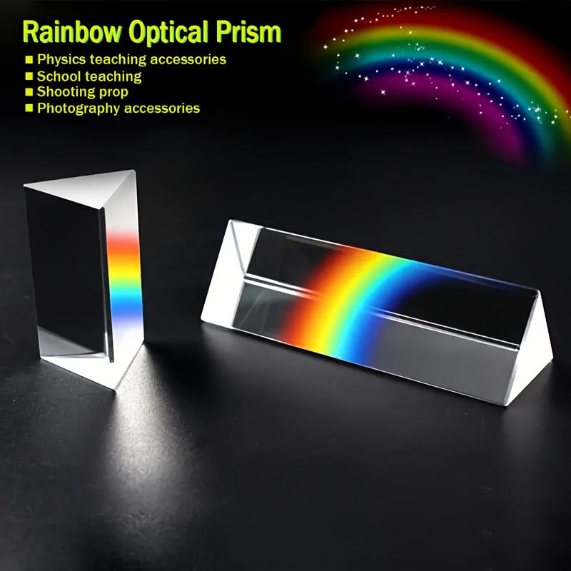 Lighting Glass Photography - ปริซึมแก้วสำหรับการเรียนการสอนเรื่องการหักเหของแสง, อุปกรณ์สอนฟิสิกส์แสงและถ่ายภาพ, ของขวัญสำหรับผู้ที่ชื่นชอบวิทยาศาสตร์