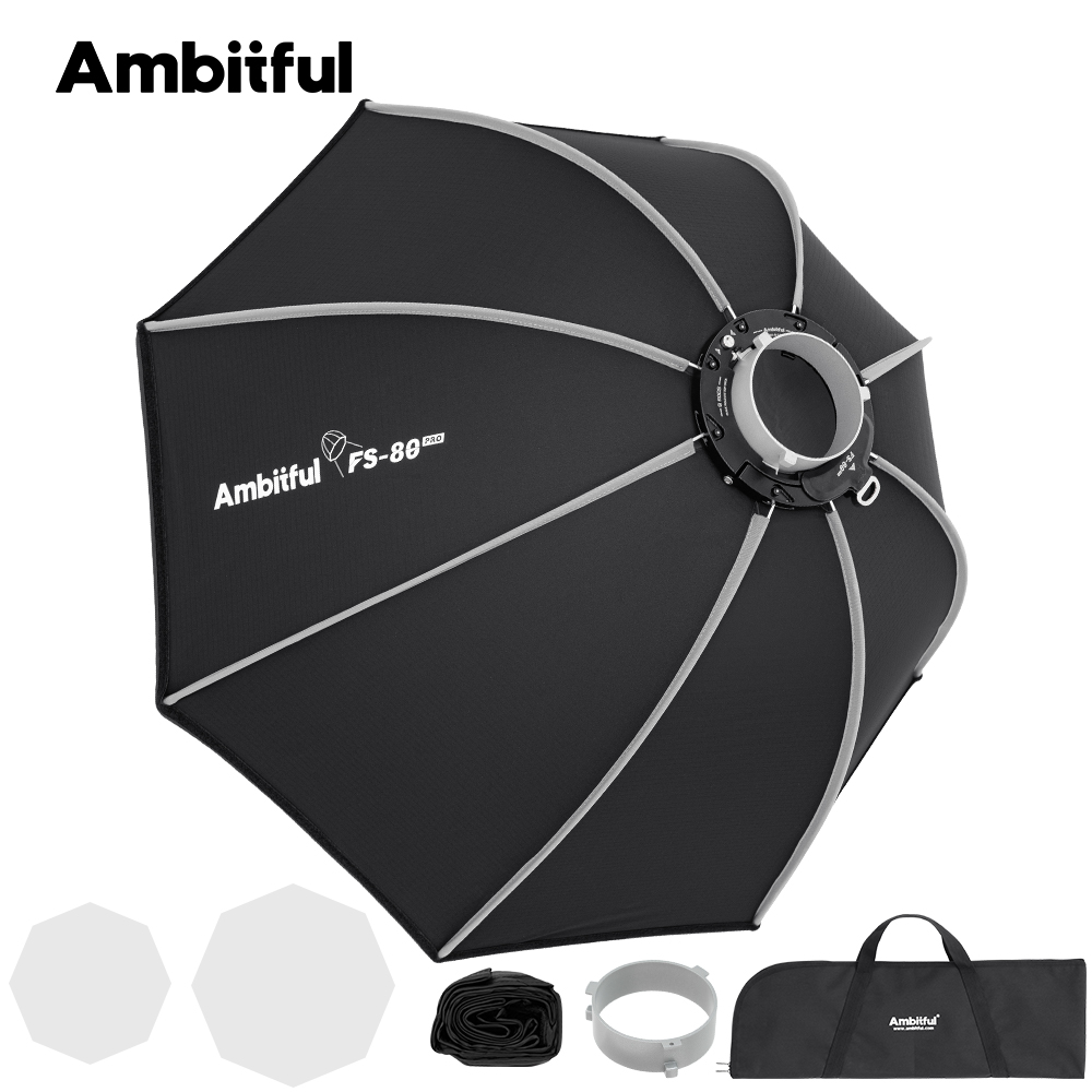 Photography Studio Lighting Set Up - Ambitful FS80PRO ซอฟต์บ็อกซ์ติดตั้งรวดเร็วแบบ Bowens Mount สำหรับไฟถ่ายภาพ