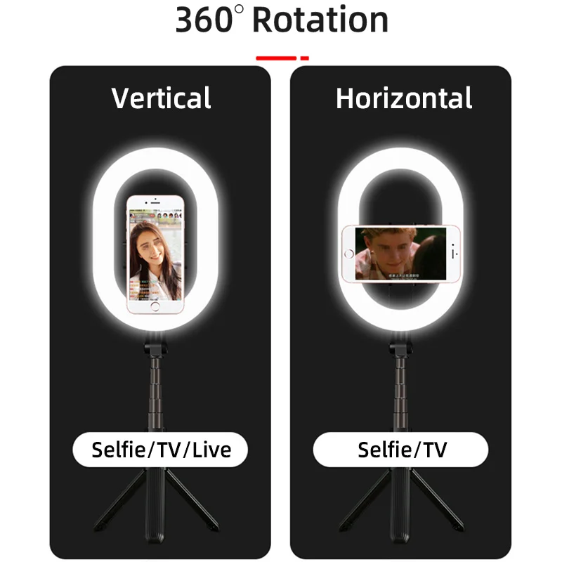 Photography Lighting Options - ไฟวงแหวนเซลฟี่สำหรับถ่ายภาพ พร้อมขาตั้งและที่ยึดโทรศัพท์มือถือเสริม สำหรับไลฟ์วิดีโอสตรีม