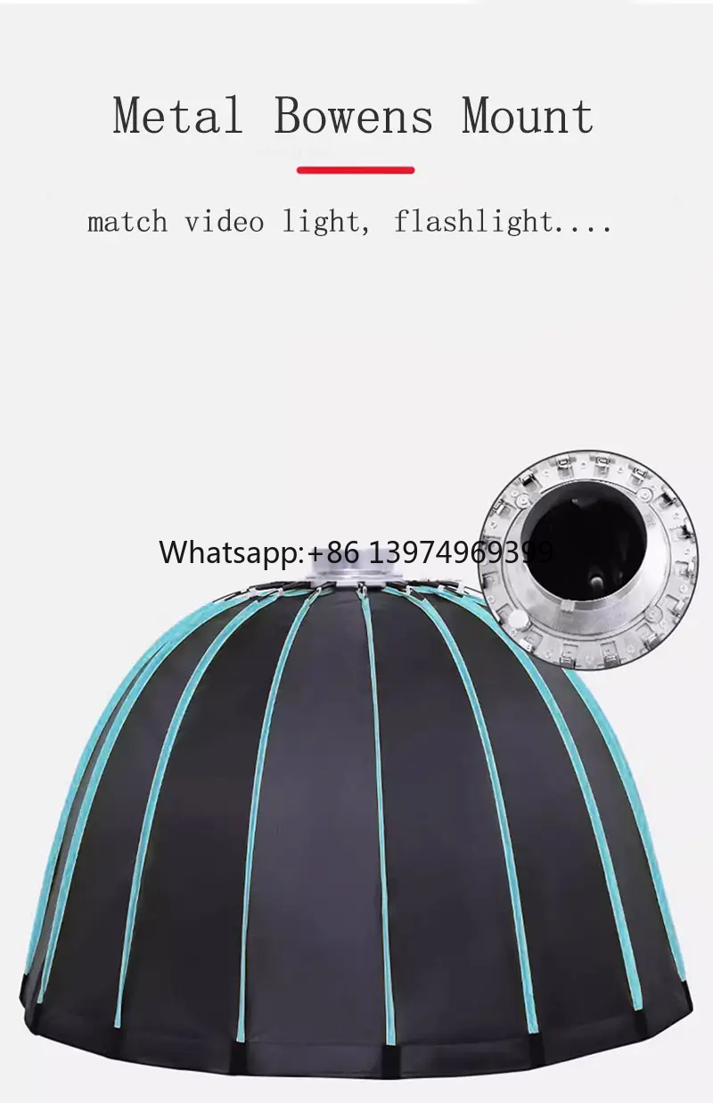 Photography Studio Lighting Set Up - ซอฟต์บ็อกซ์แบบพาราโบลาลึก 35 นิ้ว 90 ซม. พร้อมกริดและเมาท์โบเวนส์