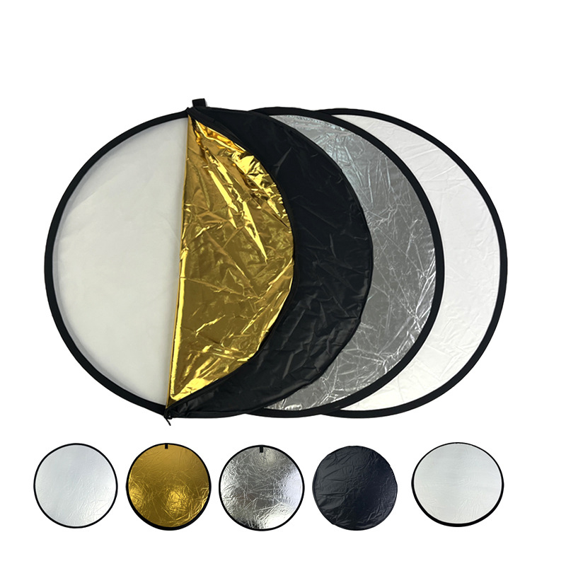 Photography Lighting Options - ชุดแผ่นสะท้อนแสงสำหรับถ่ายภาพ, แบบ 5-in-1, ไฟส่องสว่างสำหรับถ่ายภาพกลางแจ้ง, มีตัวเลือกขนาด 60/80/110