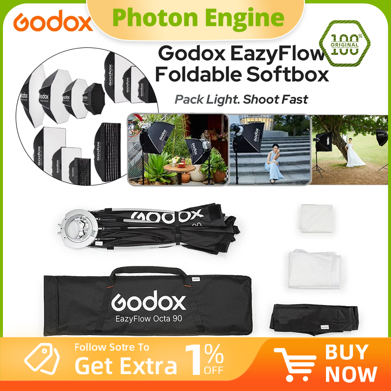 Photography Studio Lighting Set Up - ซอฟต์บ็อกซ์พับได้ Godox EazyFlow series แบบ Bowens