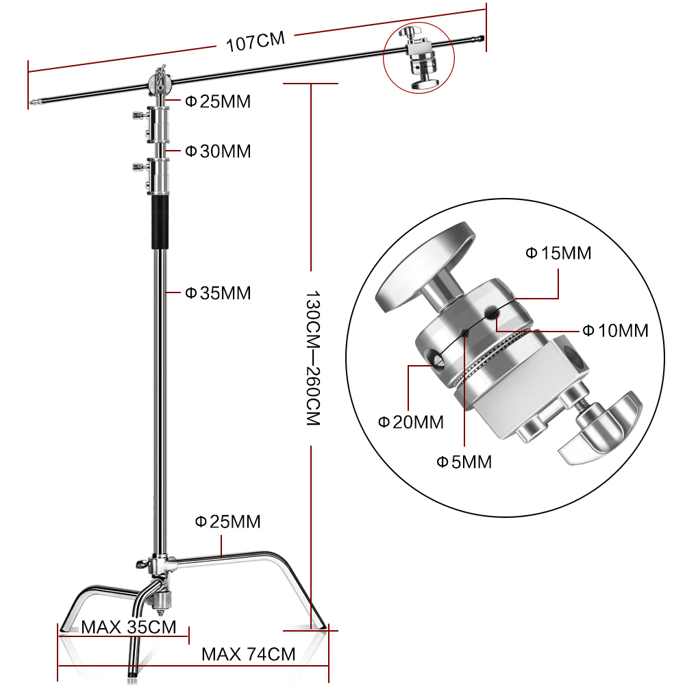 ขาตั้งถ่ายภาพ C-Stand สแตนเลสพ - Boom Arm Stand บทวิจารณ์และราคา